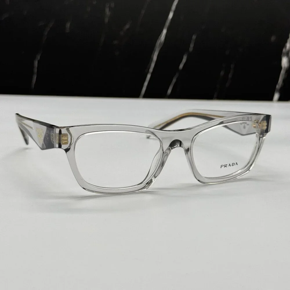 NEW PRADA PRB01V 12R1O1 WOMEN TRANSPARENT GRAY VPR B01 12R1O1 EYEGLASSES